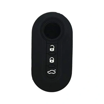 Image of BROVACS Silicone Cover Protector Case Holder Skin Jacket Compatible with FIAT 3 Button Flip Remote Key Fob CV4759 Black