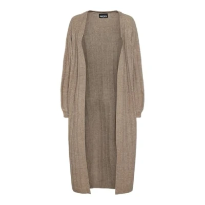 Image of Pieces Pcmaggy LONG Cardigan Cardigan, Women&#039;s, Size: XS, Taupe gray