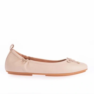 Image of Fitflop Womenss Fit Flop Allegro Bow Leather Ballerina Pumps in Stone (archived) Size UK 4