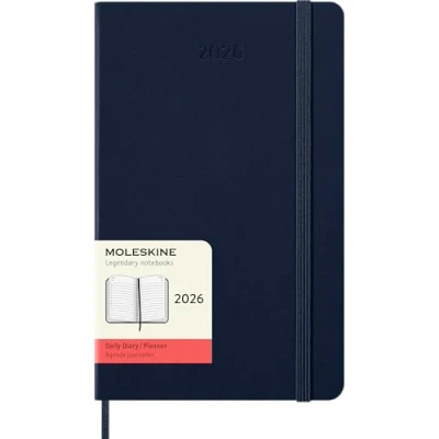 Image of Moleskine Daily Planner, Agenda 2026 12 Months, With Hard Cover and Elastic Closure, Large Format 13x21, Blue Color