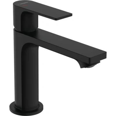 Image of Hansgrohe Rebris E Basin Mixer Tap 110 Energy Saving without Waste Set, Matt Black, 72560670