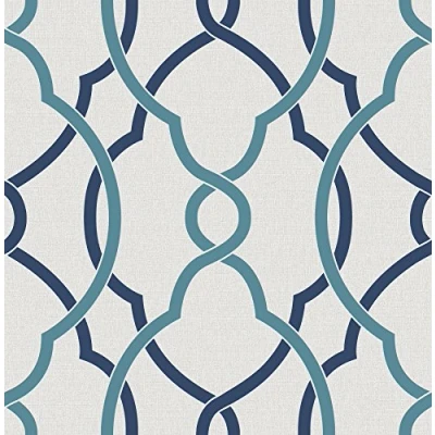 Image of BHF FD22627 &quot;Geometrie Iron Work Sausalito Lattice&quot; Wallpaper Navy