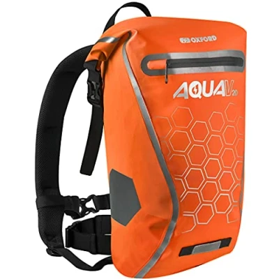 Image of Oxford Aqua V20 Backpack 20 Litre Reflective Waterproof Motorcycle Bicycle Backpack, Orange, OL698