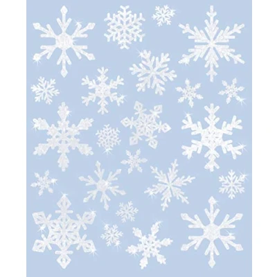 Image of AVERY Zweckform 23 Window Stickers Christmas Snowflakes (Made in Germany, Self Adhesive Stickers, Decoration Window, Film, Removable, Glittery) 1 Sheet/23