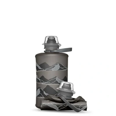 Image of HydraPak Stow Collapsible Backpacking Water Bottle (350ml) BPA Free, Ultra Light, Spill Proof Twist Cap MTN Mammoth Grey