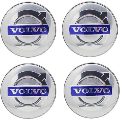 Image of 4 Pcs Hub Centre Caps for Volvo 65mm, Wheel Sticker Rim Protectors Badge Logo Trims Caps,Silver