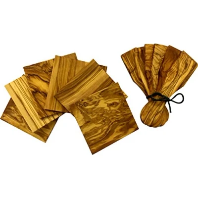 Image of Elegant 6 Olive Wood Raclette Set Consists of Stk Spatula and Saucer