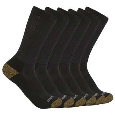 Image of Carhartt Men&#039;s Midweight Crew Sock 6 Pack, Black, Large (Pack of 6)