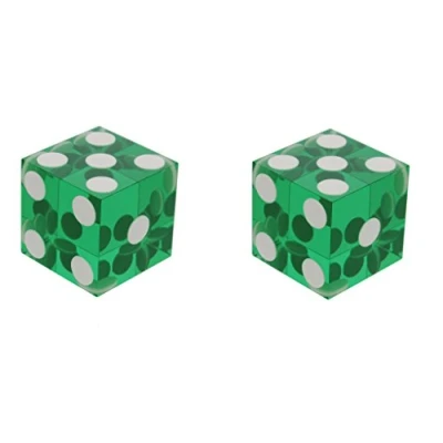 Image of Misc 2 x NEW PERFECT 19MM PRECISION CASINO DICE/CRAPS STUNNING (ONE PAIR) (GREEN)