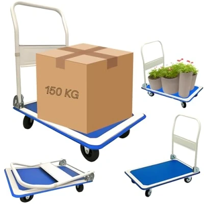 Image of Trendi Heavy Duty Aluminium Folding Sack Trolley 150KG Hand Truck Barrow with Extendable Handle &amp; Wheels for Garden Pallet Transport Foldable Design