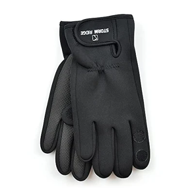 Image of Mens Black Neoprene Gloves with Foldback Thumb and Forefinger L/XL