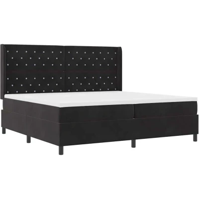 Image of Box Spring Bed with Mattress Black 200x200 cm Velvet Vidaxl