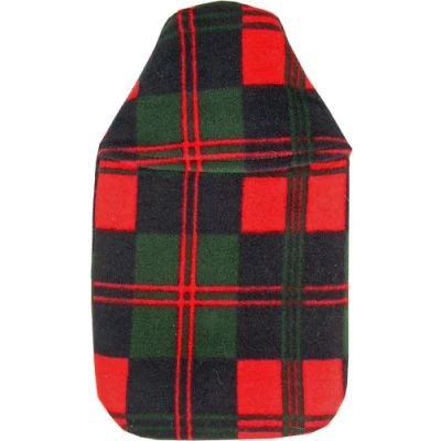 Image of Vagabond 2L Red Green Check Hot Water Bottle and Cover