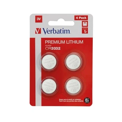 Image of VERBATIM Premium Lithium Button Cell CR2032 Pack of 4 3 V 220 mAh I Batteries for Watch Car Key Remote Control Camera Toys &amp; Co Battery