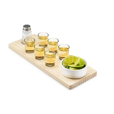 Image of #winning Tequila Slammers Serving Set with Board, Glasses, Salt Shaker and Bowl