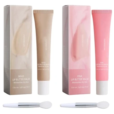 Image of Lip Butter Balm, Conditioning Mask For Instant Moisture,Lip Balm Dry and Chapped Lips (Pink Grey)