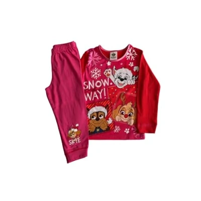 Image of Paw Patrol Girls Christmas Festive Pyjamas Nightwear Pyjama Set Red (UK, Age, 4 Years, 5 Regular, Red)