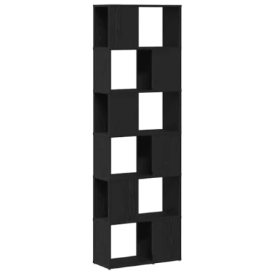 Image of vidaXL Book Cabinet/Room Divider Black Oak 60x24x186 cm