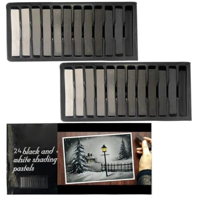 Image of Nature Cool Set of 24 Grey Soft Pastels for Artists Chalk Art Drawing, Scrapbooking Ideal Kids, Beginners, Teachers, and Professional