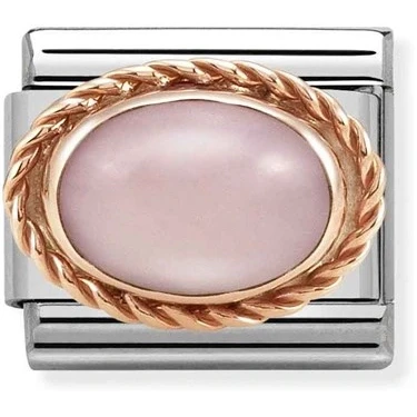 Image of Nomination Rose Gold Pink Opal Oval Charm