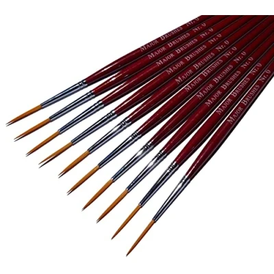 Image of Major Brushes Synthetic Rigger Brush Size 0 Pack of 10