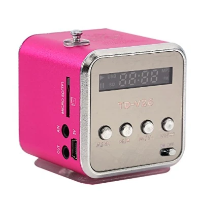 Image of Zerone Digital Speaker Mini Music Player FM Radio Stereo MP3 MP4 PC Fashion Support TF Card USB Disk (Rose)