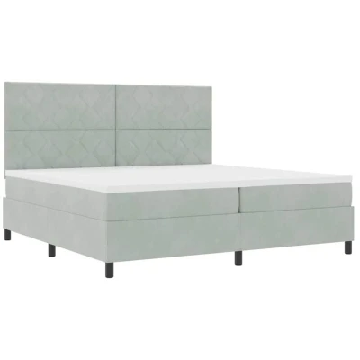 Image of vidaXL Box Spring Bed with Mattress Light grey 200 x cm Velvet