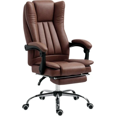 Image of Vinsetto Executive Office Chair Computer Swivel for Home with Arm, Footrest, Brown