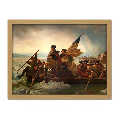 Image of Artery8 Leutze Washington Crossing The Delaware Painting Artwork Framed Wall Art Print 18X24 Inch