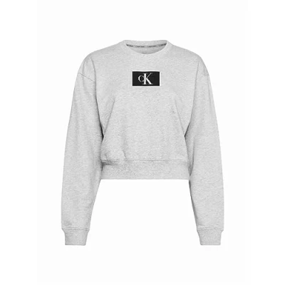 Image of Calvin Klein Women&#039;s L/S Sweatshirt 000qs6942e Pullovers, Grey (Grey Heather), L
