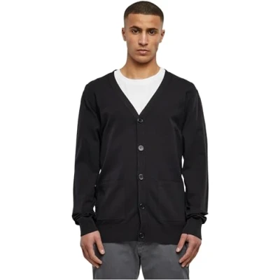 Image of Urban Classics Men&#039;s Fine Cardigan Sweater, Black, X Small