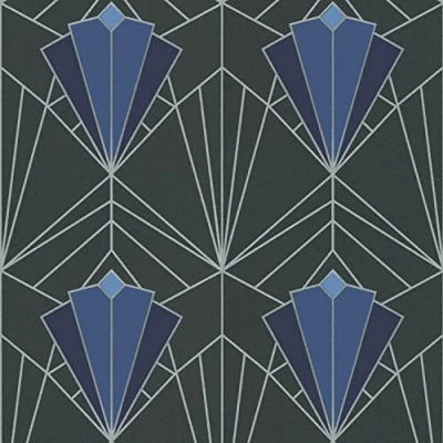 Image of Sample Isadora Blue Gold Wallpaper Paste The Wall Glitter Textured Vinyl