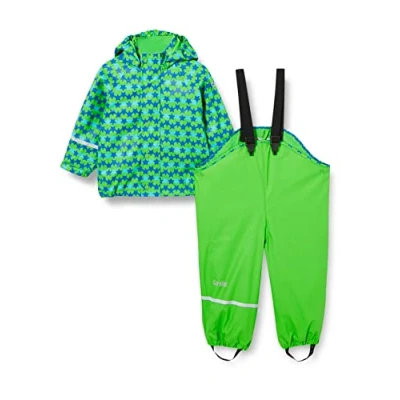 Image of CareTec Boys Suit Pu W. Fleece Raincoat And Kids Waterproof Trousers, Green (974), 3 Years UK
