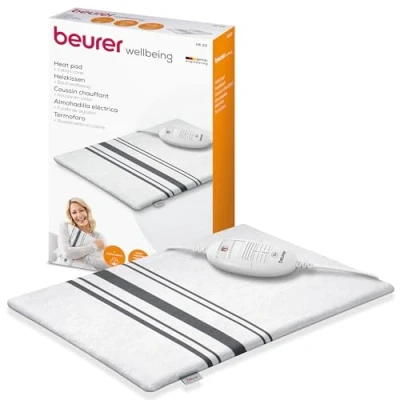 Image of Beurer HK25UK heat pad Electric for cosy warmth 3 electronically regulated temperature settings Machine washable cotton cover Automatic switch off