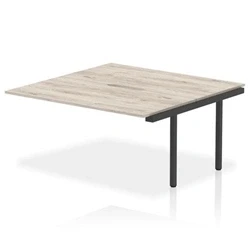 Image of Evolve Plus 1600mm B2B Bench Desk Ext Kit Grey Oak Top Black Frame