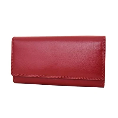 Image of Womens Soft Leather Clutch Purse Envelope Style Cards ID Coins Cash Notes Holder AVT3 (Red)