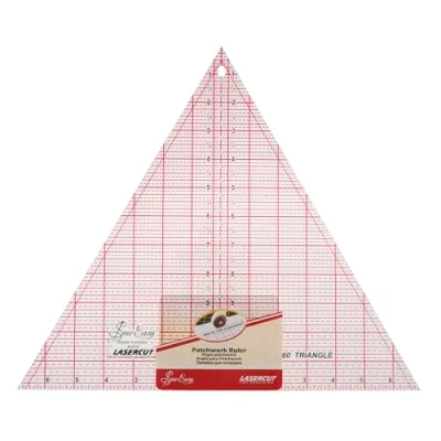 Image of Sew Easy 60 Triangle Template Quilting &amp; Patchwork Rule for Applique Sewing, Transparent Acrylic Non Slip, 12 x 13.875