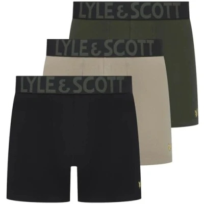 Image of Lyle &amp; Scott Mens Daniel Boxers Underwear (UK, Alpha, L, Regular, Silver Sage/Climbing Ivy/Black)