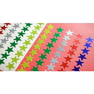 Image of 3 Sheets of Multi Coloured Metallic Sticky Stars 13mm Reward Stickers
