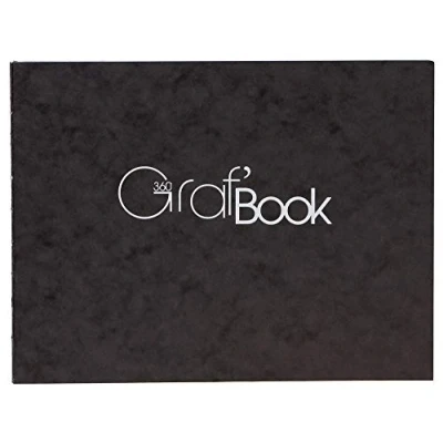 Image of Clairefontaine Ref 975805C Graf Book 360 Raw Binding (100 Sheets) 19 x 25cm in Size, 100gsm Paper, Acid Free, pH Neutral, Portrait Orientation Black Cover