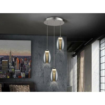 Image of Nebula Integrated LED 3 Light Crystal Cluster Drop Ceiling Pendant Chrome