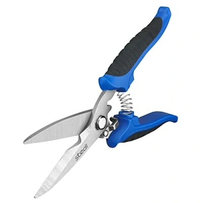 Image of stedi Multipurpose Heavy Duty Scissors, High Carbon Stainless Steel Shears with Fine Serrated Blades Easy to Cut Cable Notches,Non Slip Comfort Handle, Cuts Wire, Carton,for Household Pruning, Office