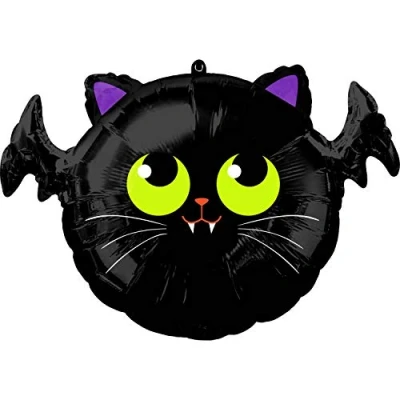 Image of Amscan Anagram 4195201 Halloween Black Bat Cat Shape Foil Balloon 20&quot;