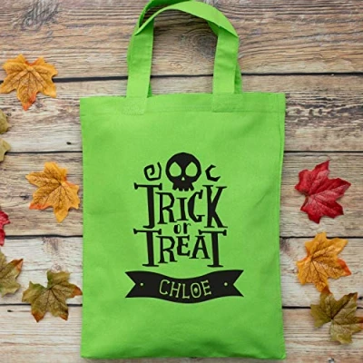 Image of Personalised Halloween trick or treat bag (Green bag) bags options