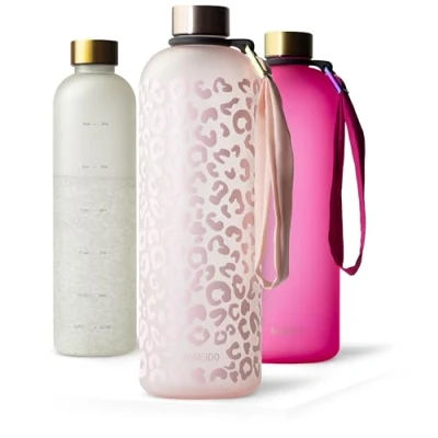 Image of MAMEIDO 1.5l water Bottle Motivational Time Markings, BPA free, Leak Proof, Tritan Co Polyester Plastic, 1.5 litre bottle, Sports (Wild Candy, 1500ml)