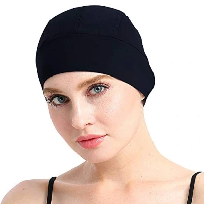 Image of FocusCare Sleep Cap for Sensitive Scalp Bamboo Hats Chemo Women Black