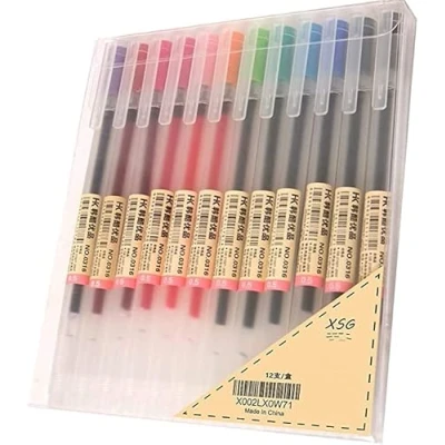 Image of JUMRHFAN Premium 12 Colors Gel Ink Pens, Fine Point Pens Ballpoint Pen 0.5mm for Office School Stationery Supply
