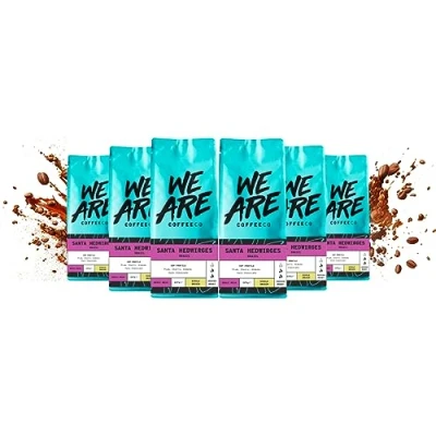 Image of Coffee Beans 227g (Pack of 6), Whole Bean Coffee, Brazilian Beans, 100% Arabica, Medium Roast Speciality Fresh Single Origin (We Are Co)