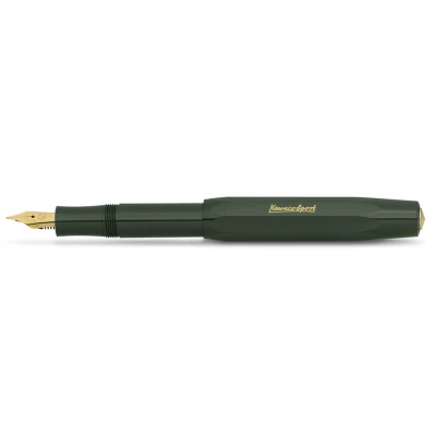 Image of Kaweco CLASSIC Sport Fountain Pen Green with 23 Carat Gold Plated Steel Nib and Iridium Tip for Ink Cartridges I 13 cm Nib: M (Medium)