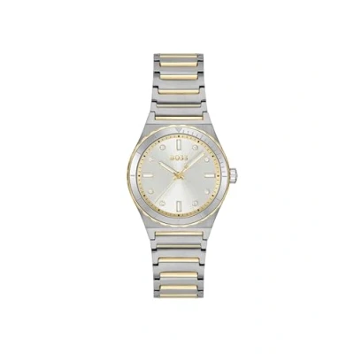 Image of BOSS Candor Ladies Sport Watch silvercoloured/goldcoloured/white, Women&#039;s, Size: One Size, Silver coloured/gold coloured/white